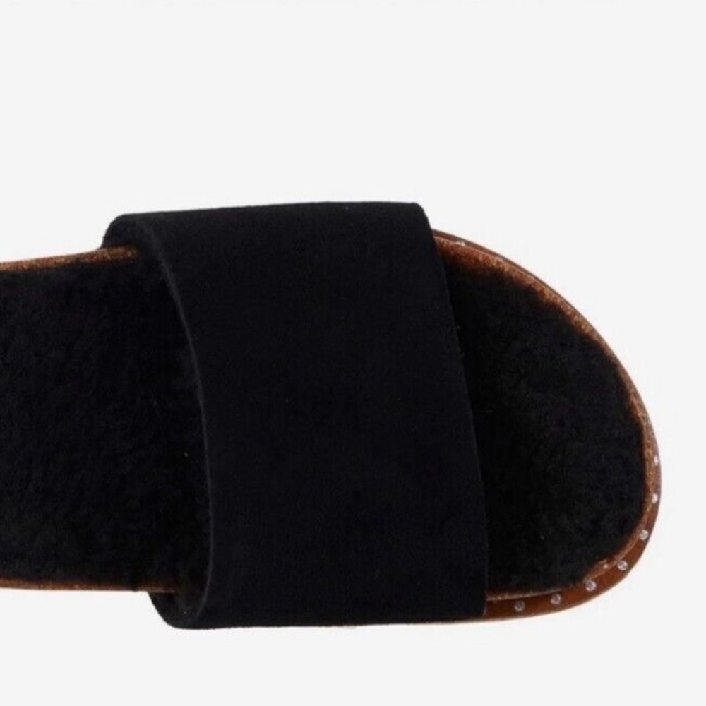 New Vince Camuto Women's Kanadial Slide Sandal Suede Faux Fur Black Comfy NIB - Picture 5 of 8